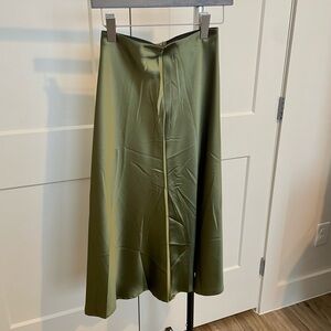 Satin High Waist MIDI Skirt Sage Green